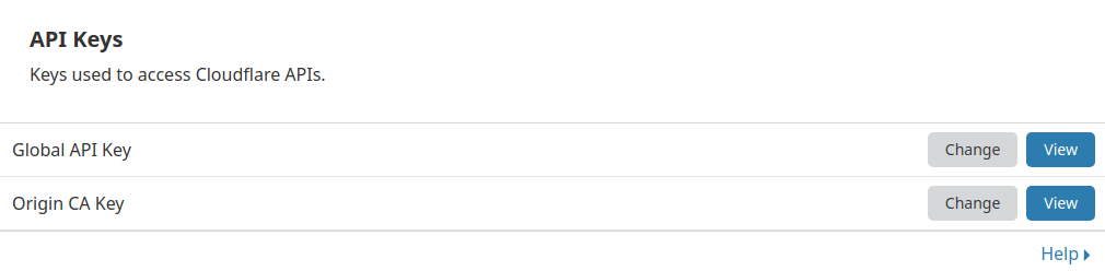 Cloudflare API keys